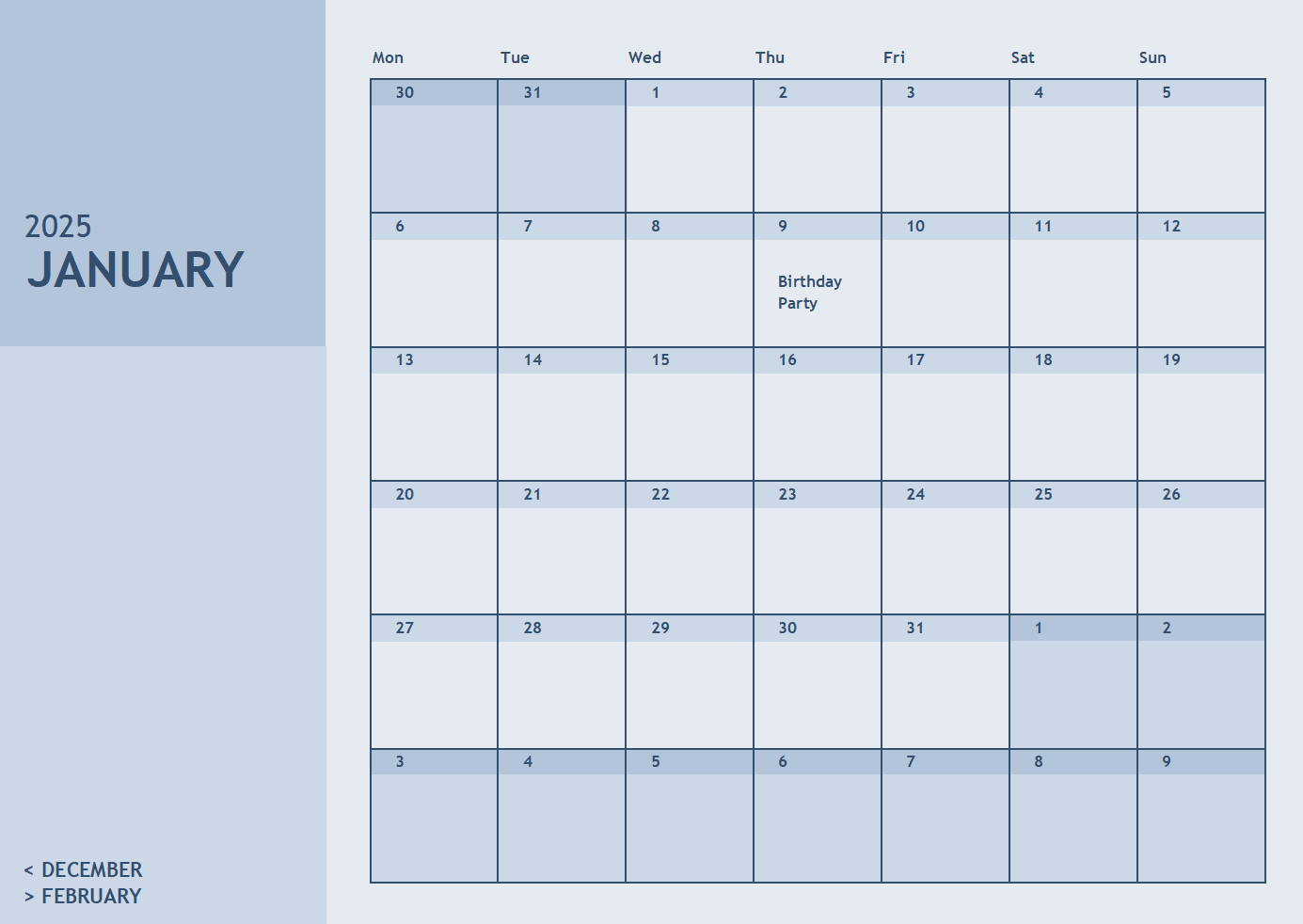 12-Month calendar ​Thumbnail​ 