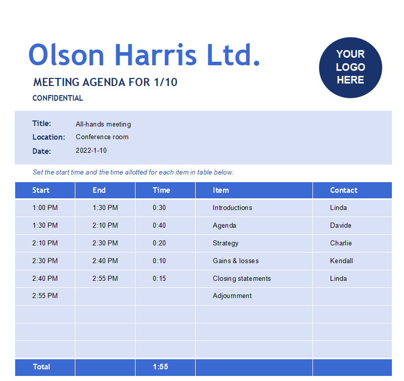 Adjustable meeting agenda ​Thumbnail​ 