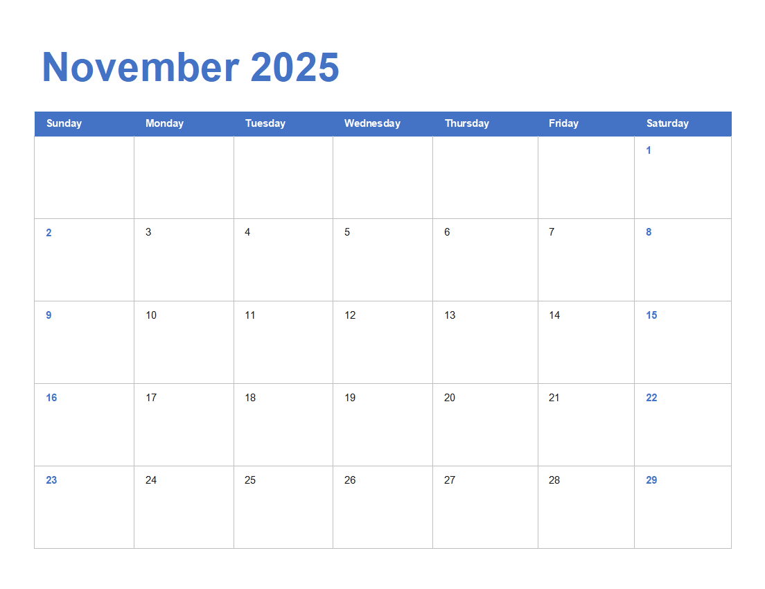Custom Yearly Calendar Template: Printable Excel Calendar for 2025 ​Thumbnail​ 